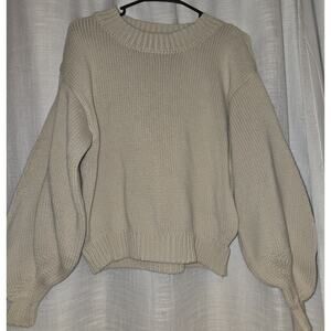 Princess Polly Harmony Balloon Sleeve Knit Sweater Beige S/M
